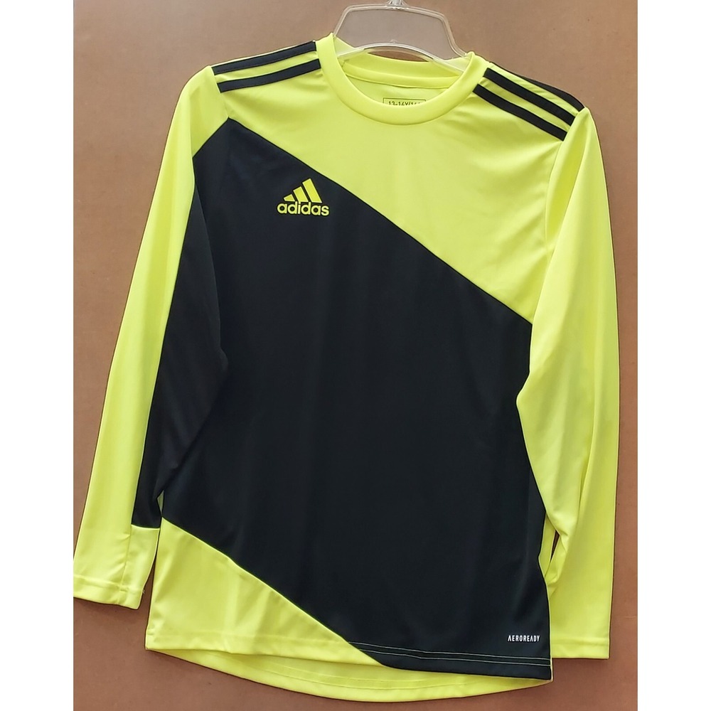 Adidas Goalie Shirt Youth 13-14Y Black & Neon Yellow  Long Sleeve Aeroready
